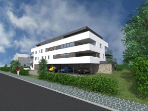 a rendering of a white building with a parking lot at Penthouse Lebierre in Malmedy