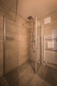 ラウターブルンネンにあるLuterbachのバスルーム(ガラスドア付きのシャワー付)