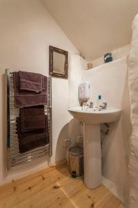 a bathroom with a white sink and a mirror at Trevaylor Vean in Penzance