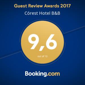Certificato, attestato, insegna o altro documento esposto da Córest Hotel B&B