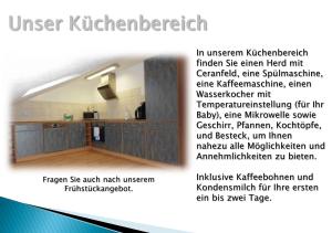 a flyer with a picture of a kitchen at Ferienwohnung Müller in Kaisheim