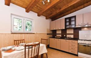 kuchnia ze stołem i krzesłami oraz kuchnia z drewnianymi sufitami w obiekcie Apartment Nadalina 1072 w Puli +10 zdjęć