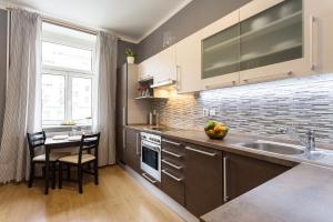 Virtuvė arba virtuvėlė apgyvendinimo įstaigoje Perunova Apartments