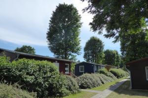 a view of a house with a tree in the background at Feriendorf Boeker Mühle in Boek