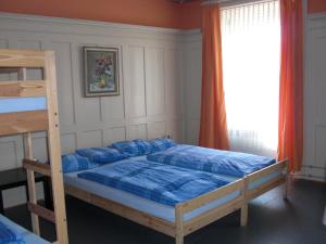 una camera da letto con un letto a castello e una finestra di Back-Packer Federnhut a Schaffhausen