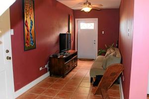 a living room with a tv and a couch at CosyNest in Basse Terre Town