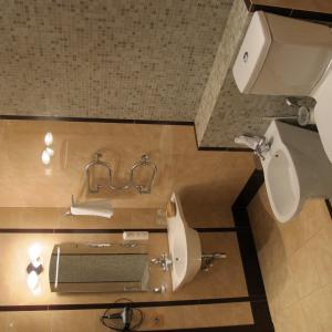 車里雅賓斯克的住宿－佩爾索納酒店，一间带卫生间和水槽的浴室