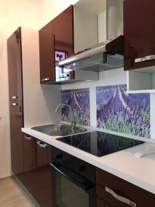 a kitchen with a sink and a painting on the wall at B&B Oleum in Terlizzi