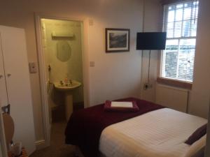 ein Schlafzimmer mit einem Bett und einem Waschbecken darin in der Unterkunft Briscoe Lodge in Windermere