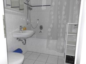 ツィノヴィッツにあるAppartement 53 Residenz Bellevue Usedのバスルーム(洗面台、トイレ、シャワー付)