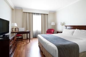 a hotel room with a bed and a flat screen tv at Cyan Américas Towers Hotel in Buenos Aires