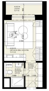 The floor plan of Mountain View Studio Apartment