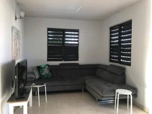 uma sala de estar com um sofá e uma televisão em Urban Terrace Apartment in San Juan em San Juan