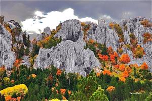 a mountain with trees and rocks and autumn foliage at Valia Nostra Escape Hotel in Smixi