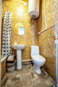 uma casa de banho com um WC e um lavatório em Diligence с мангальной зоной Выборг на смирновском шоссе em Vyborg