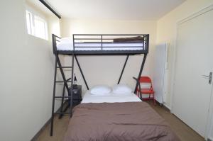 a bedroom with a bunk bed and a ladder at Appart-alma in Saint-Laurent-sur-Sèvre