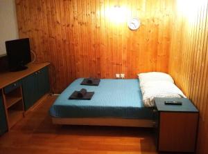 ブダペストにあるBudapest Center Apartment Z9の小さなベッドルーム(ベッド1台、壁掛け時計付)
