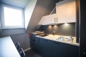 Kuchyň nebo kuchyňský kout v ubytování Hotel dasPaul