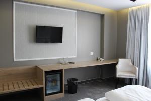 TV a/nebo společenská místnost v ubytování Hotel Merops Mészáros