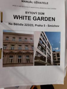 a collage of photos of a white garden and a building at Praha white gardens in Prague