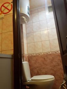 een kleine badkamer met een toilet in een kamer bij House Hotel Apartments 3 in Rivne