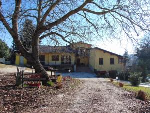 Castel GiorgioにあるLA GROTTA Bed and Breakfast e Affittacamereの木の前の黄色い家