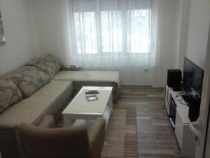 a living room with a couch and a coffee table at Apartman Veljic in Niš