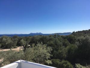 Blick auf einen Wald mit Bäumen mit blauem Himmel in der Unterkunft Villa Mavrades in Syvota