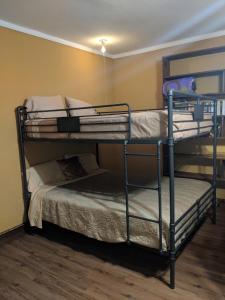 two bunk beds in a room with a bed at Alla's Historical Bed and Breakfast, Spa and Cabana in Dallas