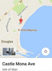 a map of mona avenue with a red marker at Blueberry Two Bedroom Suite for 1, 2 or 3 people in Douglas +6 photos