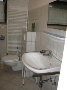 ein Bad mit einem Waschbecken und einem WC in der Unterkunft Ferienwohnung Gohlke in Kamschlacken