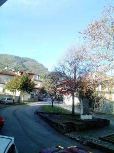 a street with a tree on the side of the road at Apartment near Olympus mountain in Litochoro