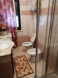 トロペアにあるAppartamento Soleのバスルーム(トイレ、洗面台、シャワー付)