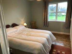 a bedroom with two beds and a window at Teach Fia in Ballina