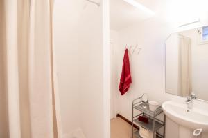 a bathroom with a shower and a sink at Casa di Charme, Rio nell'Elba in Rio nellʼElba