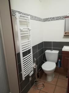 La petite salle de bains est pourvue de toilettes et d'un lavabo. dans l'établissement Le Signal Du Prorel, à Briançon