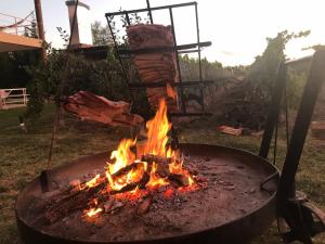 eine Feuerstelle in einem Hof mit Flammen in der Unterkunft Chaglasian Wine & Suites in San Rafael