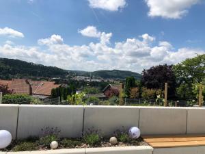 a balcony with a view of a city at Ferienwohnung no.55 in Lörrach