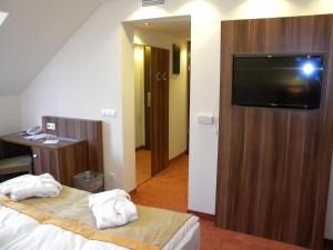 Televiisor ja/või meelelahutuskeskus majutusasutuses Bükkös Hotel & Spa