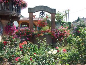 a garden with flowers in front of a house at Chambre d'Hôtes "Au Vigneron" in Triembach-au-Val