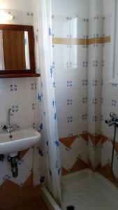 een badkamer met een wastafel en een douche bij Korali apartments in Galissas