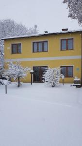 ポイスドルフにあるFamilie Wissmannの雪の黄色い家