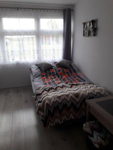 Łóżko lub łóżka w pokoju w obiekcie Leszkowo