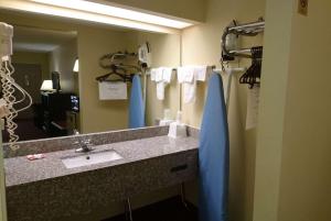 ein Bad mit einem Waschbecken und einem Spiegel in der Unterkunft Travelodge by Wyndham Knoxville East in Knoxville