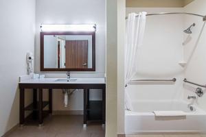 a bathroom with a sink and a tub and a mirror at Comfort Suites NW Dallas Near Love Field in Dallas