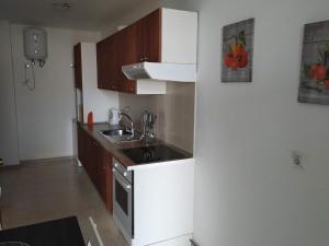 a small kitchen with a sink and a refrigerator at Piso JMAM Centro in Puerto del Rosario