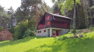 a house on top of a hill in the woods at Chata Borik in Jezersko