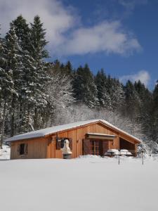 Chalet au bord du lac de Longemer v zimě