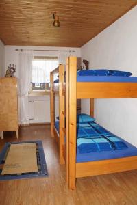 two bunk beds in a room with a window at Ferienwohnung Stöberl Gerda in Lohberg