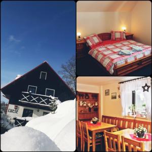スピンドレルフ・ムリンにあるPension Lucieの四つの異なるベッドルームと家の写真